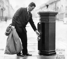 PostmanPostman Keith Costello collecting from the Emett-like post box in Great Pulteney Street April 1970 © Bath in Time - Bath Central Library Collection The box was in danger of disappearing when the lock became worn out, until Chubb said they could make a copy if they could borrow the lock.