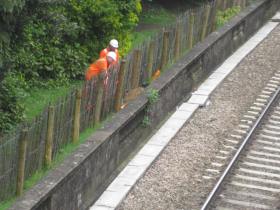 The men at work beside the track through Sydney Gardens